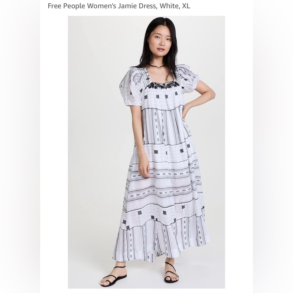 Free People White Printed Maxi Dress